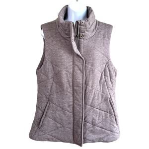 Athleta Womens Quilted Full Zip Snap Vest Purple Gray Size Large Athletic Hiking